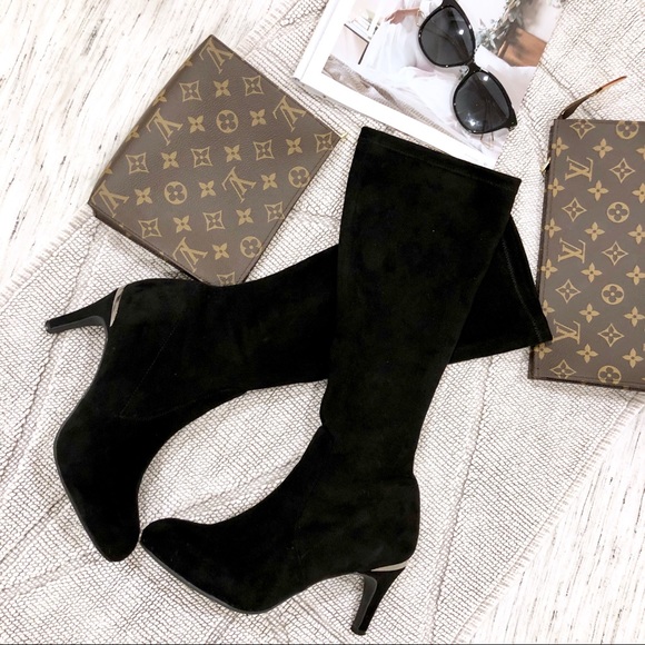 BCBGeneration Sexy Stretch Suede Black Boots sz 6 - Picture 2 of 6